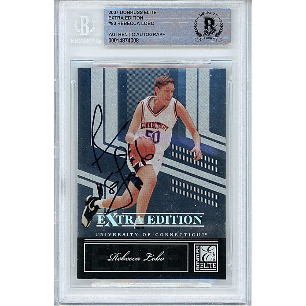 Rebecca Lobo Signed 2007 Donruss Elite Basketball Card Beckett UConn Autograph
